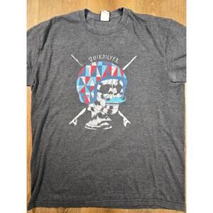 Vintage Quiksilver Skull Helmet T-Shirt Mens XL 90s Y2K Skater Grunge Streetwear